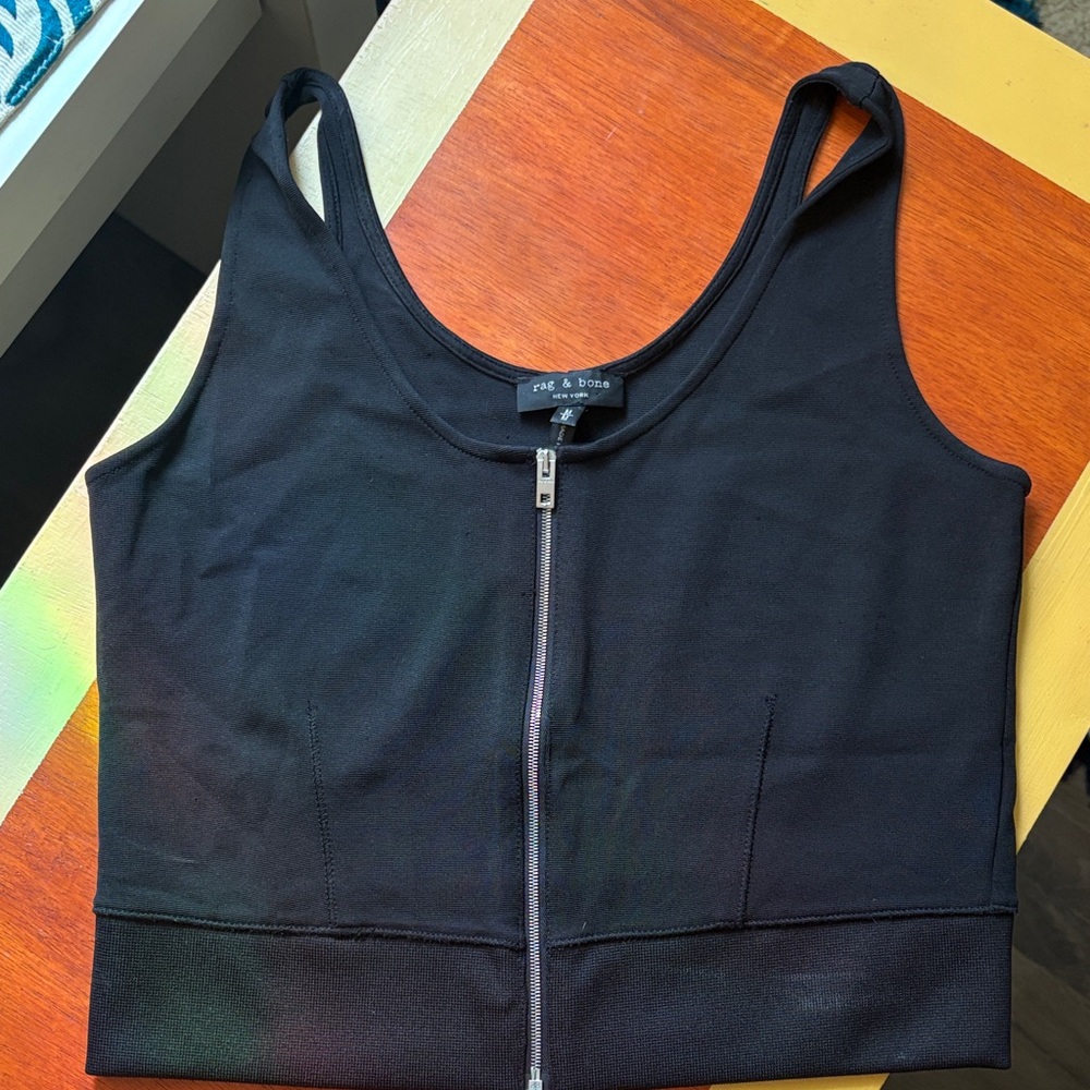 Rag & Bone Black Zip-Front Tank Top